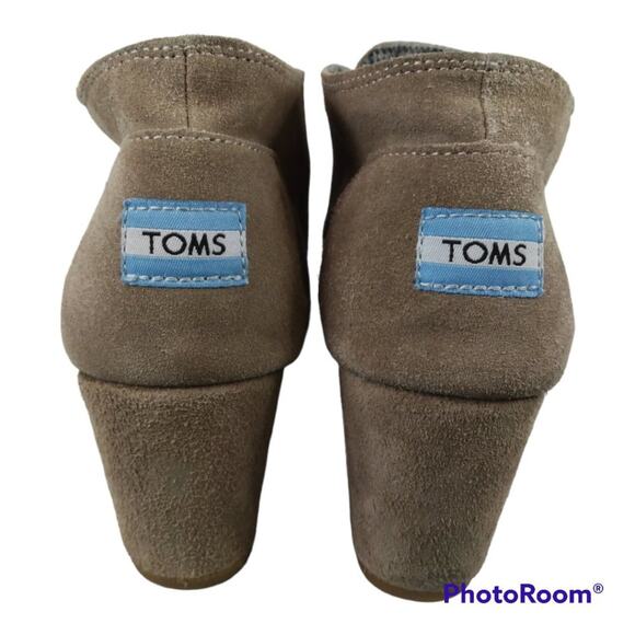 Toms Ankle Wedge Boots Suede Leather Boho Lace Up Booties Size 6 - Picture 5 of 8